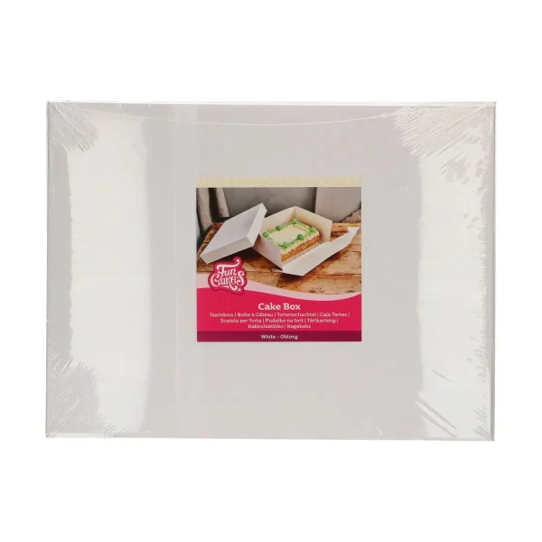 LA BOÎTE À GÂTEAUX Boîte à gâteaux Rectangle-Blanc 40x30x15cm Funcakes - Perle