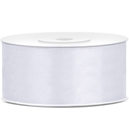 Ruban satin Blanc Largeur 2,5cm - Perle Dorée