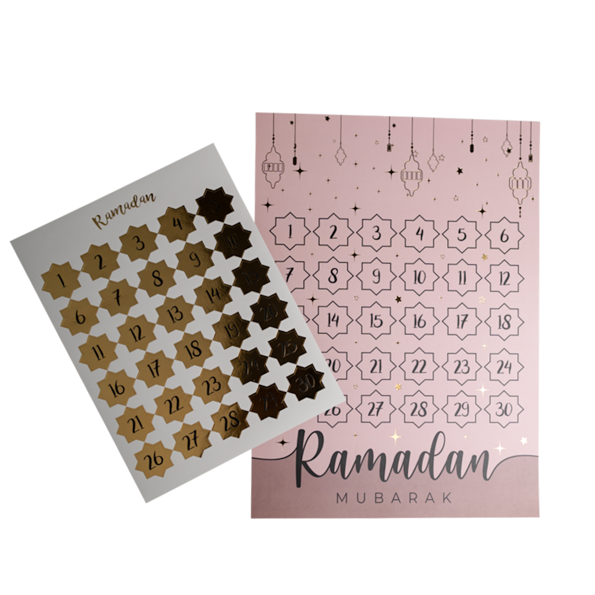 Calendrier Ramadan bois à personnaliser avec sac doré, décoration