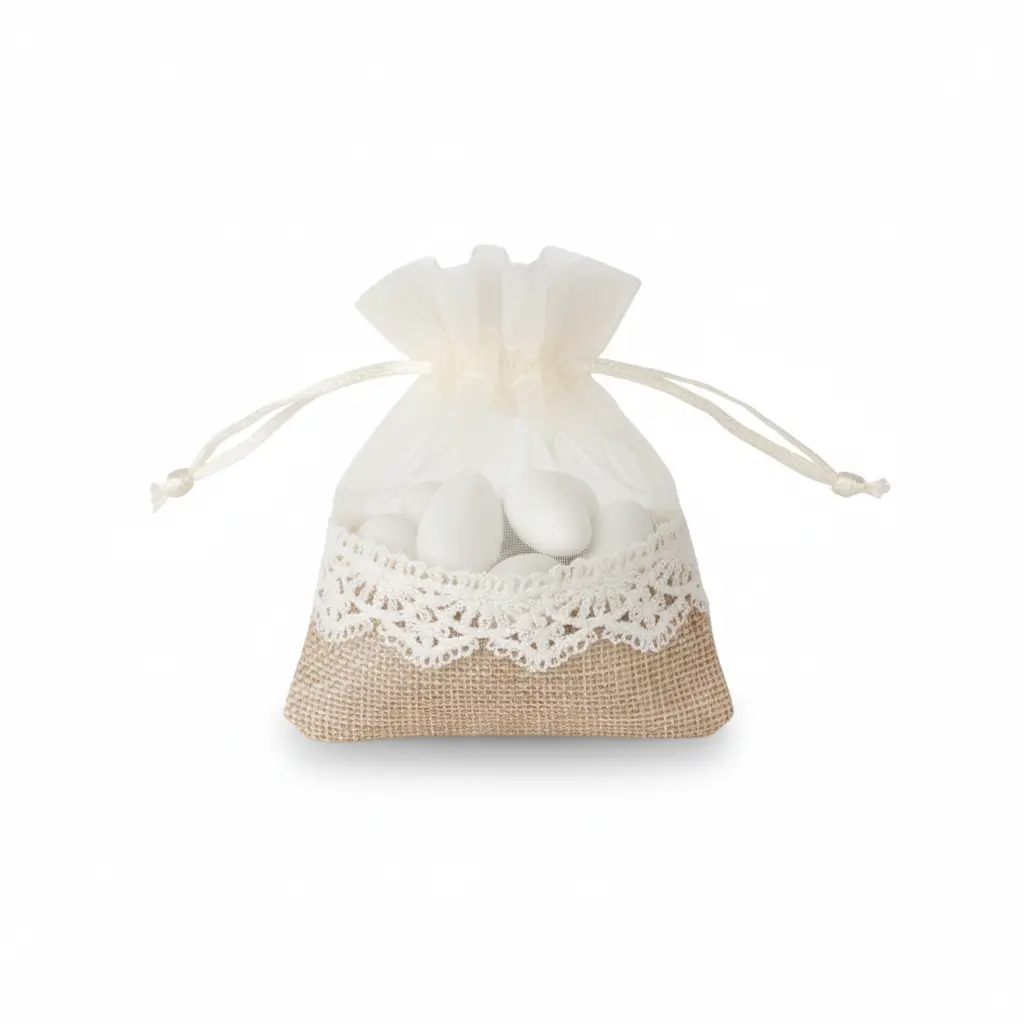 bonbonniere pochon jute tulle naturel